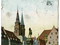 Nuernberg, Marktplatz und Neptunbrunnen  Ansicht um 1914