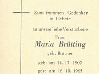 Brtting Maria geb Buettner 14.12.1902-16.10.1965