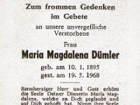 Dmler Maria Magdalena 10.01.1895-19.05.1968