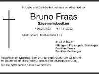 Fraas Bruno 05.02.1932 - 11.11.2020 TA  Sgewerksbesitzer - Rauhenstein