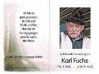 Fuchs Karl 16.05.1933 - 29.10.2020
