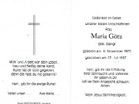 Gtz Maria geb. Stangl 08.11.1905-22.07.1997 SB