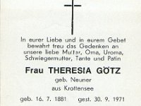 Gtz Theresia geb Neuner 16.07.1881-30.09.1971