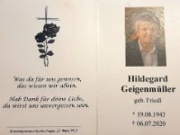 Geigenmller Hildegard geb. Friedl 19.08.1943-06.07.2020