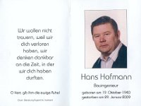 Hofmann Hans 19.10.1940-29.01.2009