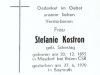 Kostron Stefanie Schestag 20.12.1895-27.06.1970