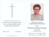 Nrnberger Theresia geb Rass 10.08.1936-10.04.1998