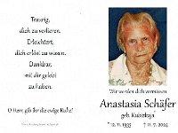 Schfer Anastasia geb. Kubizkaja 12.11.1933 - 11.07.2024 SB