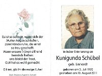 Schbel Kunigunda geb. Linhardt 03.07.1920 - 10.08.2011 SB