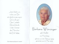 Wrzinger Barbara geb Kipfer 26.02.1909-27.05.2005