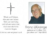 Wrzinger Franz 08.03.1944 - 07.04.2012 SB