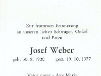 Weber Josef 30.08.1900-19.10.1977