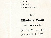 Wei Nikolaus - 22.10.1906 - 01.01.1985 SB