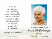 Weienberger Maria geb. Regn 10.11.1940-24.03.2024 SB
