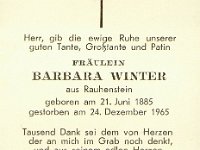 Winter Barbara 21.06.1885-24.12.1965  Meine Grotante